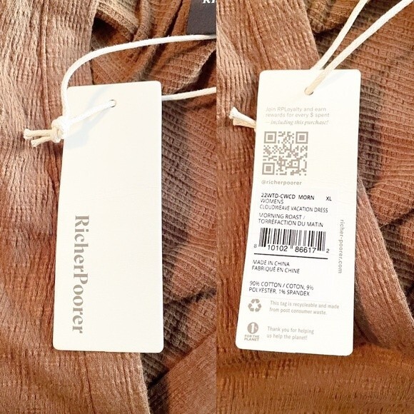 NWT Richer Poorer Vacation Dress Morning Roast Tan Cloudweave Cotton Size XL NEW - Picture 11 of 14